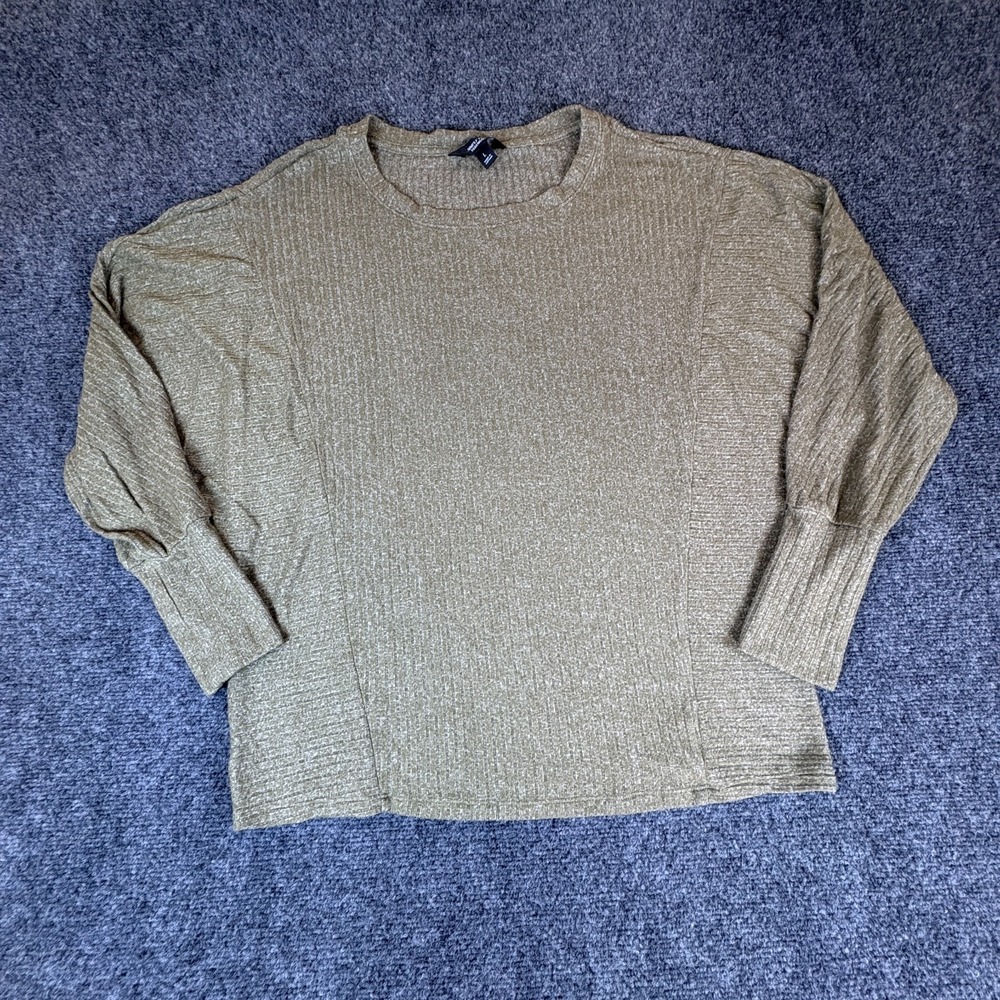 Simply Vera Vera Wang‎ Sweater Womens Large Liam Olive Ribbed Knit Dolman Sleeve